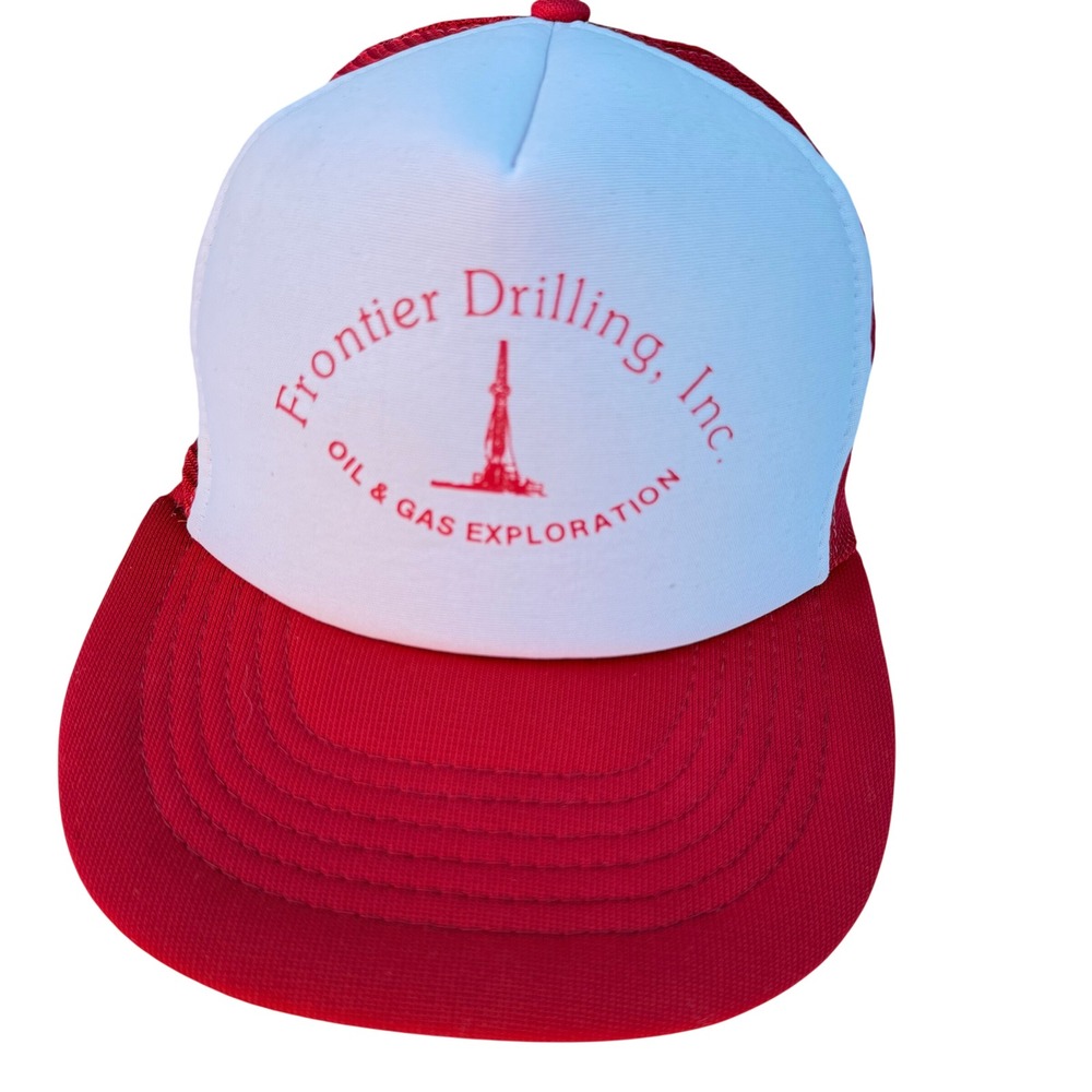 Frontier Drilling Inc Oil Gas Exploration Red White Trucker Hat Men